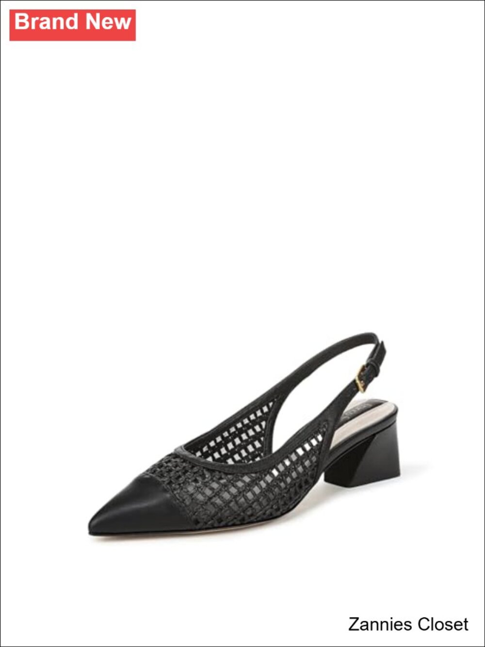✨ Franco Sarto Racer Slingback Pump Faux Leather Pointed Toe Block Heel